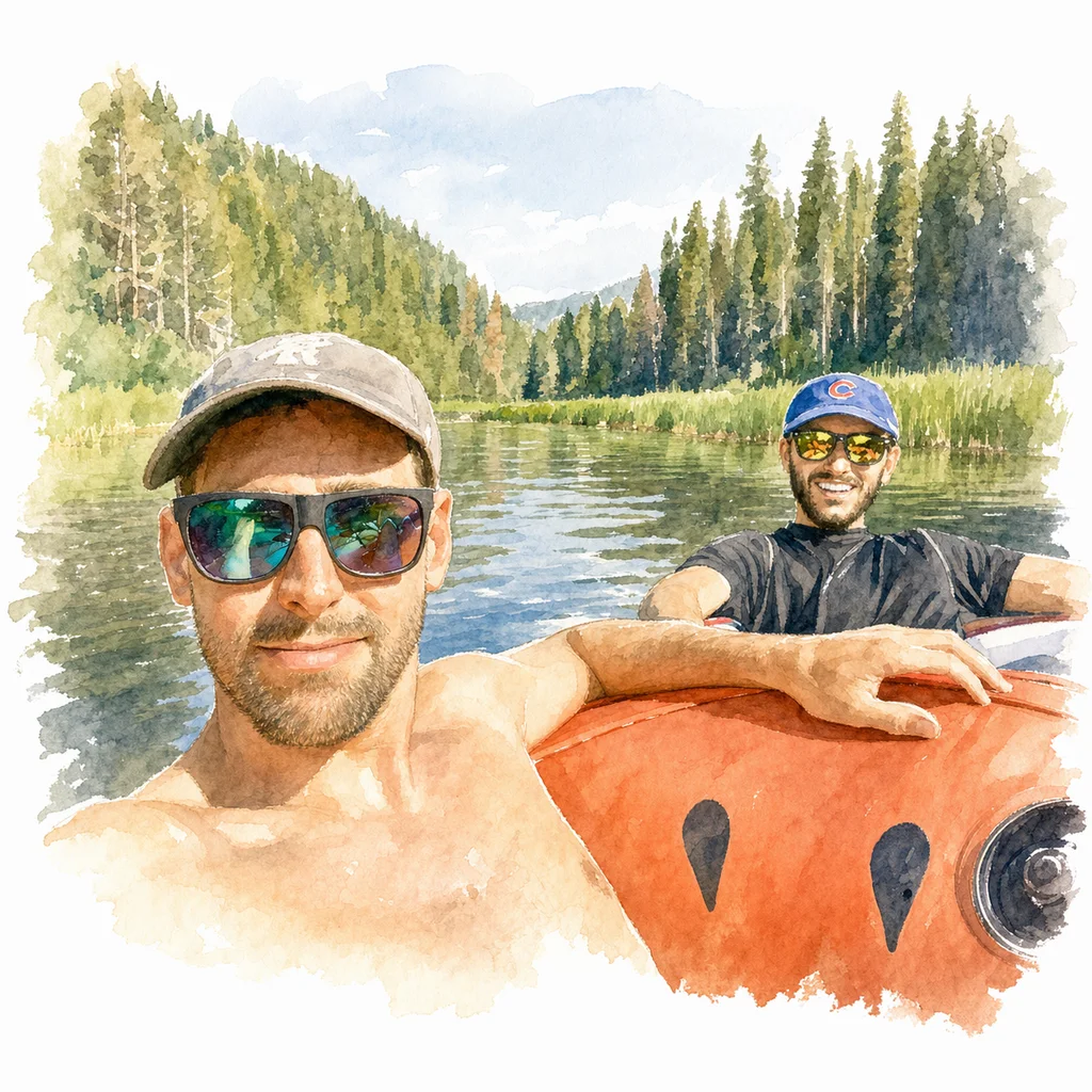 Watercolor portrait of Joe and Blaine together, memory 54.