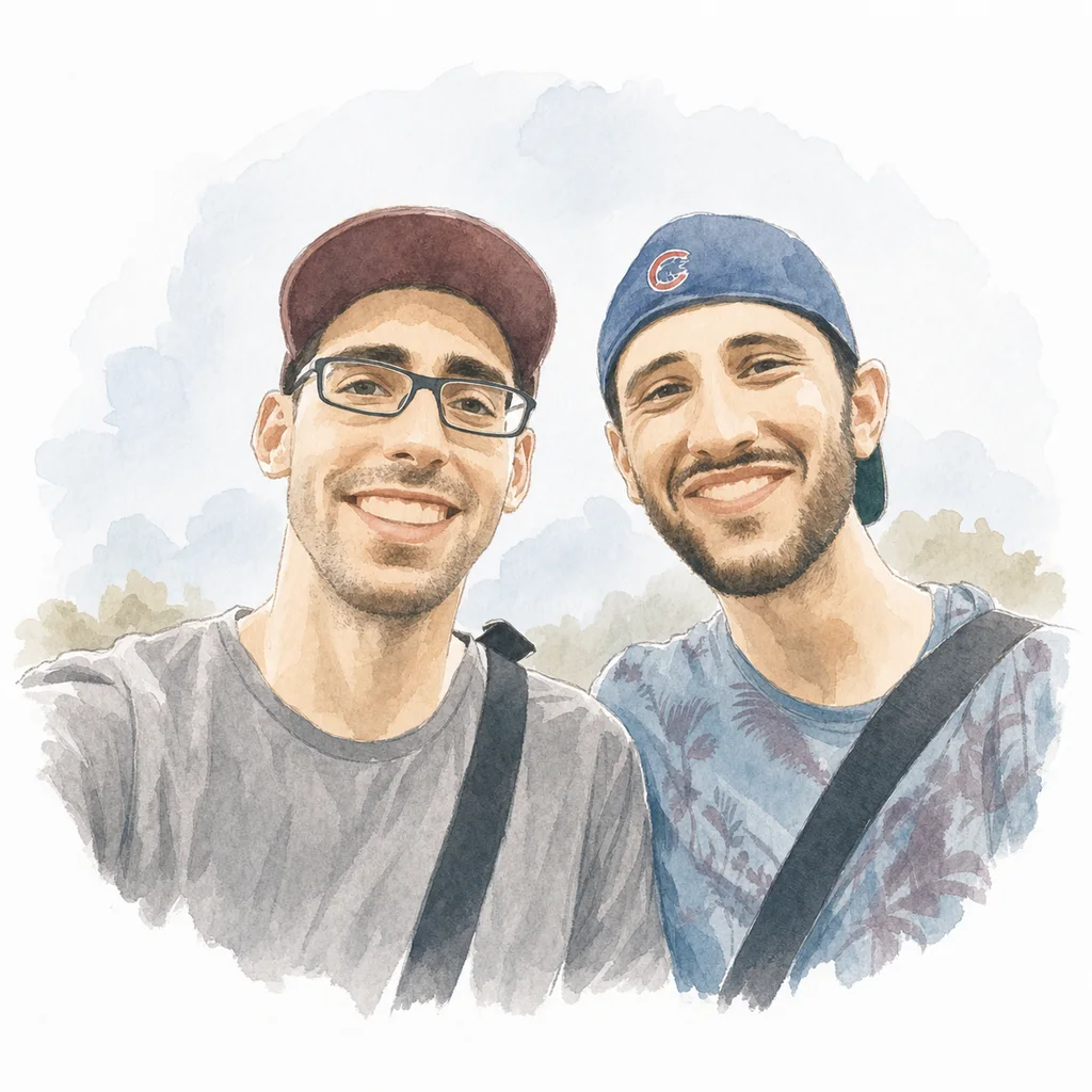 Watercolor portrait of Joe and Blaine together, memory 10.